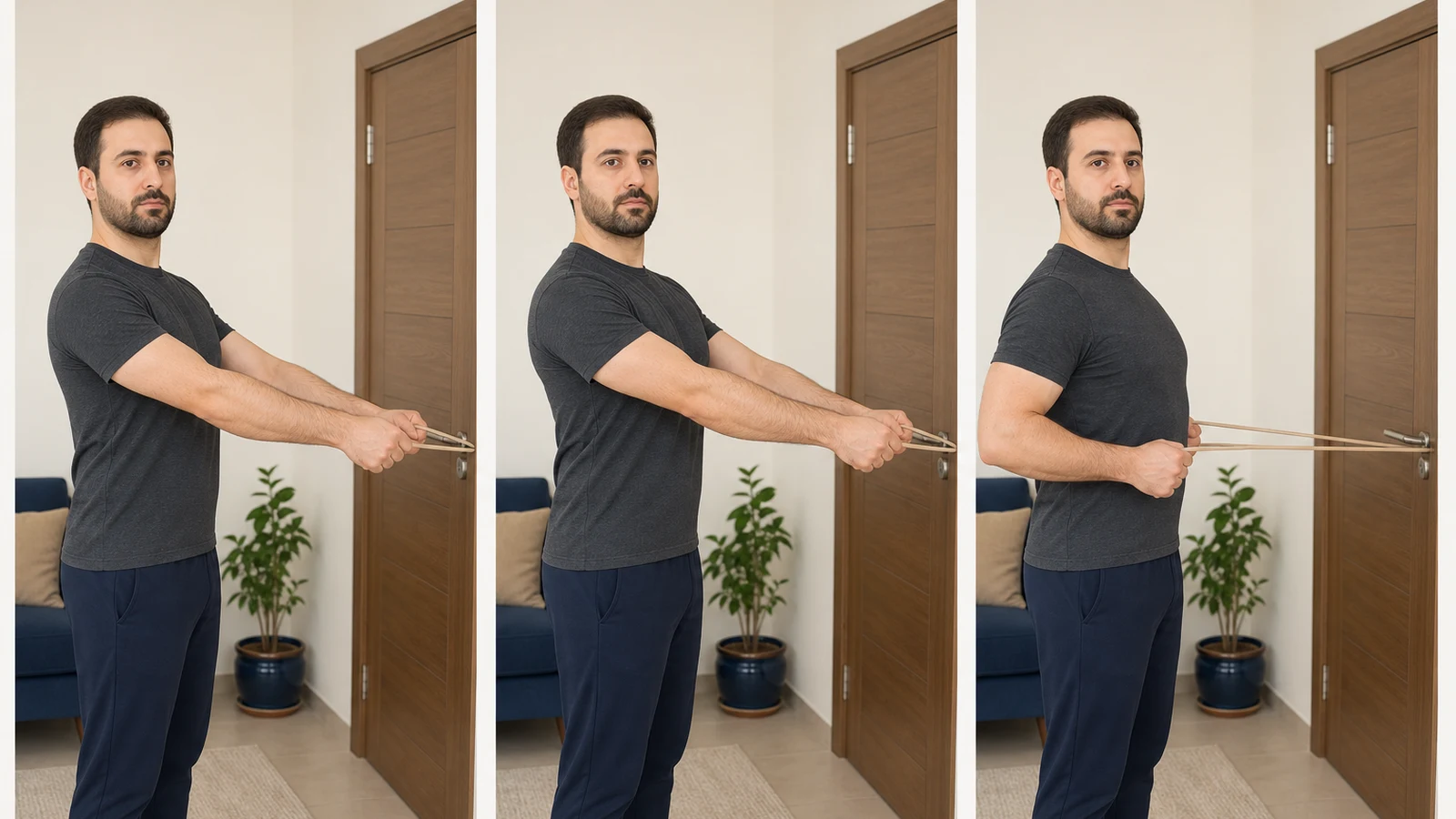 تصویر آموزشی تمرین پارویی با کش سبک