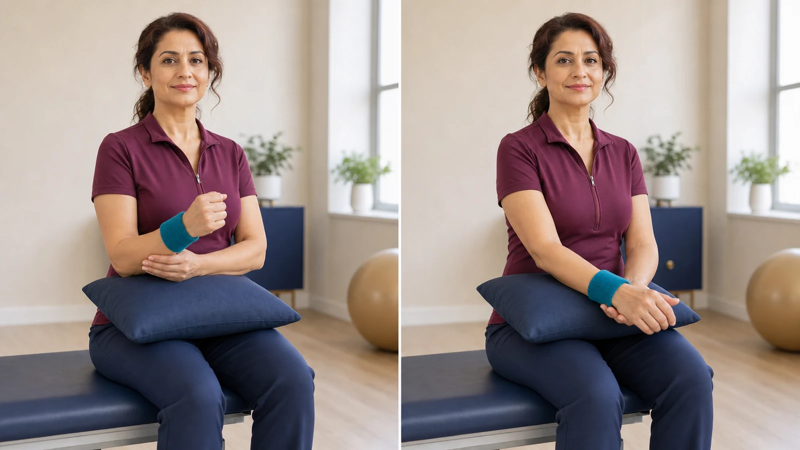 Supported bending and straightening of the right elbow without moving the shoulder