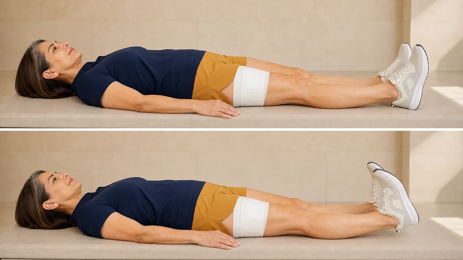 Gentle up-and-down ankle-pump movement after total hip replacement